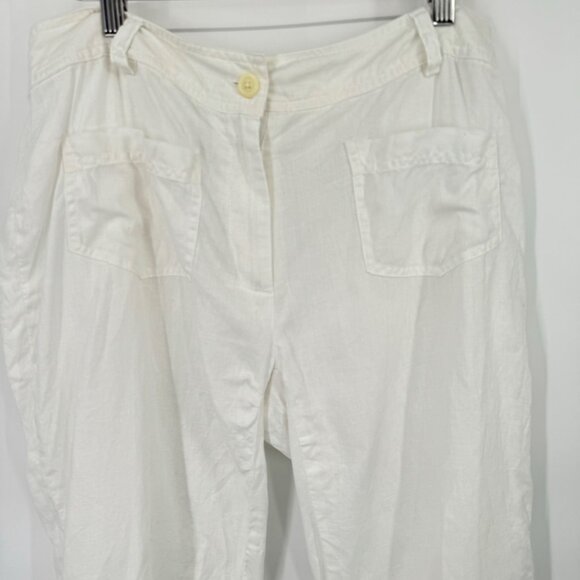 ColdWater Creek women's white linen cropped pants size 16 pockets - Picture 5 of 10